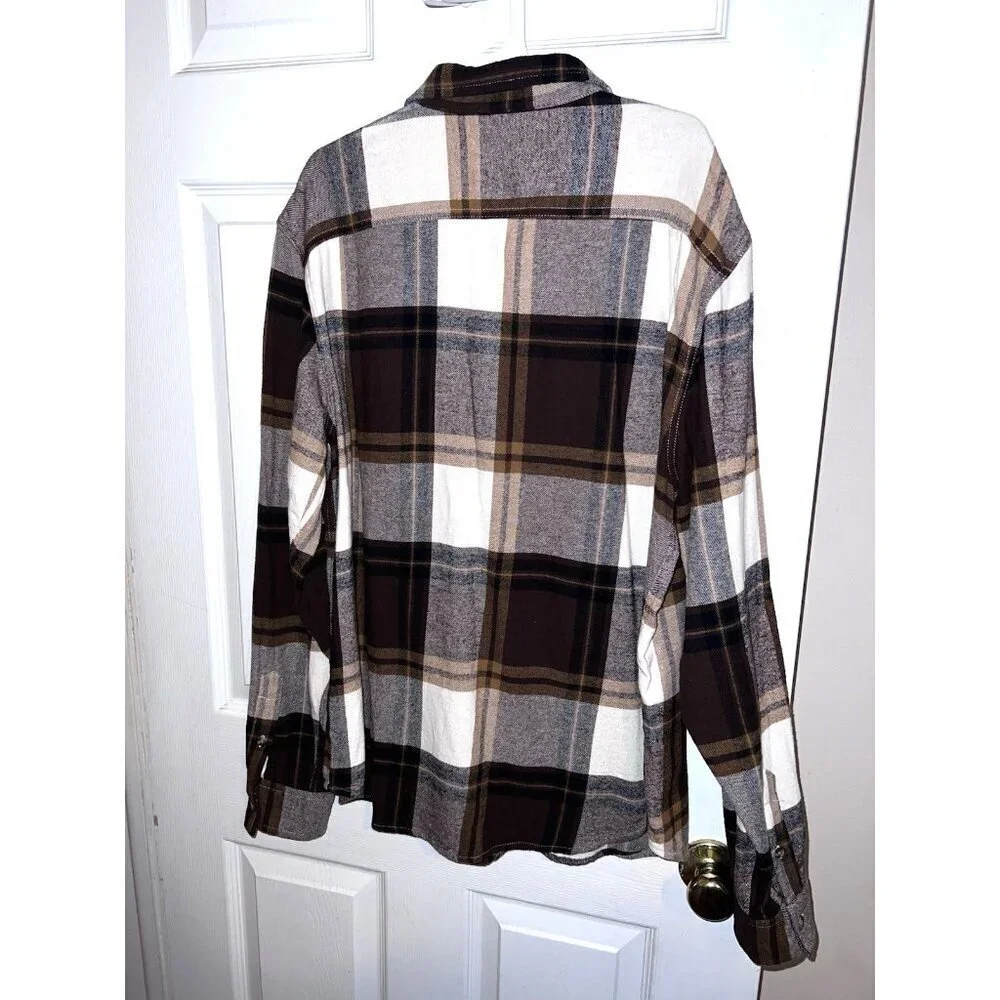 OLD NAVY Double-Brushed Women’s Flannel Plaid Button Long Sleeve Shirt Sz L